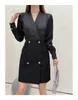 Party Dresses Designer Women's New Autumn Party Dinner Dress Ladies Designer Fashion Spring High-End Double-Breasted Retro Sexig kjol Födelsedag N8C9