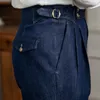 Pantalons pour hommes Haute Qualité Italie Robe D'affaires Hommes Bureau Costume Social Casual Mariage Marié Pantalon Pantaloni Uomo Bleu 230307
