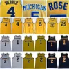 Michigan Wolverines Maglie da basket 2 Jorda Poole 5 Jalen Rose Jersey 4 Chris Webber 25 Juwan Howard 1 Charles Matthews College Giallo Uomo Maglie bianche Abbigliamento