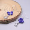 Pendientes colgantes de plata real 925 para mujeres femenino lapiseta natural Lazuli Gemstone Butterfly Hook National Style Hook