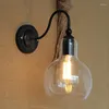 Wall Lamp Antique Wrought Vintage Brief Retro Style Light Sconce Edison Type Bulb 220V American Industry Lamps With Glass