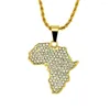 Pendentif Colliers Wangaiyao Mode Hip-Hop Personnalité Africaine Diamant Carte Collier Tendance Hommes