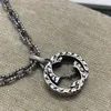 60% OFF 2023 New Luxury High Quality Fashion Jewelry for Double Interlocking Sterling Silver Old Men's and Women's Necklace Carved Stripe Couple Collar Chain