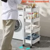 Storage Holders Racks 4 3 Tier Plastic Rolling Utility Cart Multi Functional Trolley for Bedroom Kitchen Movable Organizer with Wheels 230307