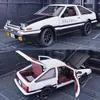 Diecast Model 1/20 Alloy Movie Initial D AE86 bilmodell Diecast Metal Toy Vehicle Car Simulation Sound Light Kids Gift Collection 230308