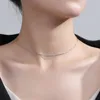Choker Chokers Shine Fashion Glitter Necklace For Women Men Silver Color Clavicle Chain Dainty Copper Wedding Party Lady Jewelry Gifts Bloo2