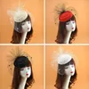 Headpieces Womens Felt Fascinator Hat Mesh Veil Small Plush Wave Point Decor Hair Clips Wedding Bridal Cocktail Headwear