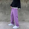 Men's Pants Purple Denim Jeans for Men Straight Loose Spring Fall Oversize WideLeg Pants High Street Bright Line Vintage Men Jeans Trousers Z0306