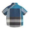 Baby Boys Blue Plaid Shirts Summer Kids Short Sleeve Shirt Cotton Children Turn-Down Collar Shirt Child Tops Tees Clothes 3-8 Years