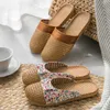 Dress Shoe Floral Bow Linen Home Slipper Summer Female Male Non slip Family Flax Slippers Ladies Indoor Floor 230308