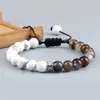 Brin Perlé Brins Haute Qualité 8mm Blanc Howlite Bracelet Hommes Naturel Oeil De Tigre Pierre De Lave Onyx BraceletsBangles Femmes Yoga