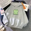 Sweats à capuche pour hommes Sweatshirts Frog Sweatshirt Vêtements amples Harajuku Manches longues À capuche Kawaii Sweat à capuche pour filles Poche d'hiver Vert 230308