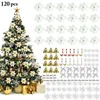 Christmas Decorations 120PCS Artificial Flowers For Decoration Glitter Poinsettia Fake DIY Home Wedding Flower Head