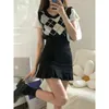 Spódnice Kobiety Summer Ruffles w stylu Koreańszy Smukły mini moda wypoczynek Solid Ulzzang Black Womens Faldas Chic Retro 230308