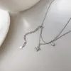 PANJBJ 925 Sterling Zilver Flash Diamanten Ketting Dames Eenvoudig en Veelzijdig Sleutelbeenketting Modefeest GiftPANJBJ