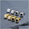 Stud Hip Hop Mens Boucles D'oreilles Bijoux Nouvelle Mode Ronde Or Sier Diamant Noir Glacé Cadeau Drop Delivery Dhgarden Dhs50