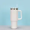 Copo de 40 onças com alça para carro caneca termos copo de aço inoxidável copo isolado de café com tampas e canudo