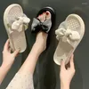 Slippers Bow Casuales Bling Women Summer Beach Shoes Beige Black Platform Sandals Fashion Women's Ladys Slippes