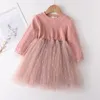 Girl s Dresses Bear Leader Girls Princess Patchwork Dress 2023 Fashion Party Costumes Kids Bowtie Casual Outfits Baby Lovely Suits for 2 7Y 230307