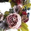 装飾的な花の花輪ユニンテルフラワーウォールビンテージシミュレーション牡丹の花輪吊り飾り飾りキャンドルホルダークリスマスレースデコレーション