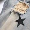 Männer Jeans Hohe Qualität Zerrissene Für Männer Leder Brief Stickerei Patchwork Marke Strumpfhosen Motorrad Hosen Denim Hosen