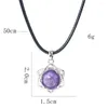 Pendant Necklaces Amethyst Bead Star Of David Necklace Rotatable Quartz Energy Stone Fortune Charms Collar Chain Woman Amulet Jewelry Gift