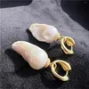 Boucles d'oreilles pendantes Naturel Culture Blanc Keshi Baroque Perle Argent Or Mignon Pour Dame Fille Cadeau