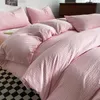 Bedding sets Washed Cotton Duvet Cover Comforters Brief Beddings Sanding Quilt Covers Double Size Bed Clothes Skin Friendly Fabric Bedding 230308