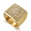 Hip Hop männer Iced Out Zirkonia Große Quadratische Ringe 316L Edelstahl Big CZ Coolen Männlichen Ring Partei Schmuck dropshipping