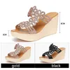 Sandalen groot formaat 43 zomer platform schoenen wiggen slippers 2021 zilveren gouden strass toediening schoenen hoge hiel glijbanen dames sandalen z0306