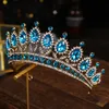 الزفاف مجوهرات الزفاف الفاخرة الزرقاء الكريستال تاج العروس تياراس و S Queen Diadem Pageants Bridal Association 230307