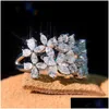 Anello solitario Sparkling 925 Sterling Sier Marquise Cut Moissanite Diamond Rings Party Women Leaf Band Gift Hip Hop Dhgarden Dhb1E