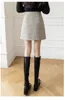 Jupes Mini jupes femmes asymétrique fête mode élégant Tweed Faldas Mujer bouton conception all-match laine jupe 230308