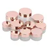 Groothandel Froosted Glass Cream Jar Clear Cosmetic Bottle Lotion Lip Balmcontainer met roségouden dekselverpakkingsflessen 5G 10G 30G 50G 100G