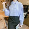 Women's Blouses Shirts Fashion Princess Sleeve Button Spliced Ruffles Shirt Women's Clothing Autumn Casual Tops All-match Office Lady Blouse 230308