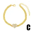 Charm Bracelets FLOLA CZ Star Heart For Women White Stone Butterfly Adjustable Gold Plated Chain Bracelet Wholesale Jewelry Brtd29