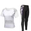 Camicie attive Set da yoga da donna T-shirt Pantaloni Corsa Allenamento Esercizio Tute sportive Abbigliamento da allenamento Fitness Palestra Tuta