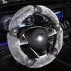 Steering Wheel Covers Crystal Winter Plush Auto Car Creative Diamond Handlebar Cover Fit For Women Ladies Girls Accessories