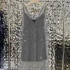 Casual Dresses Designer brand Womens vest skirt two-piece set imitation crystal hot diamond women clothing 13YG