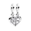 2023 عيد الأم الجديد سحر الفضة حبات مفتوحة نغمة infinity infinity Heart Heart Distable الأم الابنة Angel Dangle Fit Pandora Diy Gift for Women