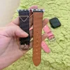 For Apple Watch Bands ultra 49mm Straps 45mm 42mm 38mm 40mm Iwatch 3 4 5 7 41mm Bands Metal Connector Leather Buckle Ladies Women Men Black Band Luxury