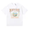 2023 T-shirt moda uomo e donna Br Rhude s Small Beauty Trend Sunset Beach Accogliente modello di stampa filato di cotone Casual allentato a maniche corte per uomo Donna Ii6y