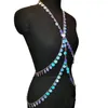 Stage Wear Holographics Disco Seascale Crop Top Ventre Taille Ceinture Chaîne Collier Rave Soutien-Gorge Festival Costume Danseur Bijoux CRS604