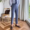 Pantaloni da uomo Italiani Formali da solo Hombre Abito alla caviglia Pantaloni sociali dritti a vita alta britannici 230313