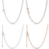 925 Silver Fit Pandora Necklace Pendant heart women fashion jewelry Rose Gold Logo Signature Sliding Clasp Link Chain Basic