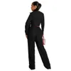 Women Sexy Two Piece Pants Pleated Outfits Casual Long Sleeve Lace Up Shirt Sets Wide Leg Pants Suit