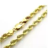 Collar de eslabones de cadena de cuerda de corte de diamante de 7 mm de espesor chapado en oro amarillo de 10 quilates para hombres 24 263U