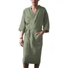 Vêtements de nuit pour femmes Pyjamas pour hommes Longueur moyenne à manches trois-quarts Peignoir à lacets Chemise de nuit en coton Long Kimono Robes pour hommes Pijamas