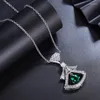 Kedjor 925 Sterling Silver Necklace Emerald Lab Zambia Pendant Kjol Formhalsband för kvinnor