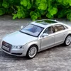 Diecast Modell 1/32 AUDI A8 Legering Bilmodell Diecast Leksak Fordon Metall Leksaksbil Modell Hög Simulering Ljud Ljus Collection Barnleksak Present 230308